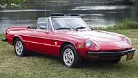 1978 Alfa Romeo Spider Niki Lauda Special Edition, front view. The federal bumper required that the Alfa escutcheon be lopped off in the middle.