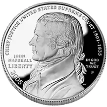 John Marshall commemorative dollar obverse (2005)