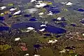 Aerial view of Echo Lake from the south. Fort Qu'Appelle is on the right and Pasqua Lake and Echo Valley Provincial Park are on the left