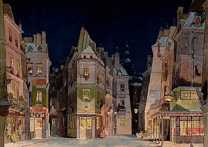 Image 3Set design for Act 2 of La bohème, by Adolfo Hohenstein (restored by Adam Cuerden) (from Wikipedia:Featured pictures/Culture, entertainment, and lifestyle/Theatre)