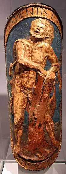 Parade shield with plaster Milo of Croton, Louvre