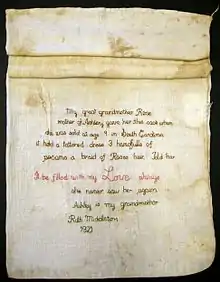 image of ashley's sack, a cloth feedsack that has been embroidered.