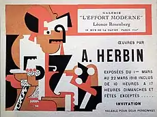 Auguste Herbin, Galerie de L’Effort Moderne, exhibition invitation, March 1918