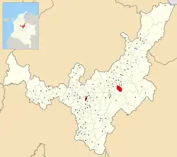 Location of the municipality and town of Monguí in the Boyacá Department of Colombia.