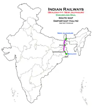 (Sealdah–New Jalpaiguri) route map
