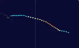 The storm moved westward to Hawaii