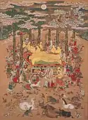 Japanese painting, with animals, by Hanabusa Itchō, before 1699.