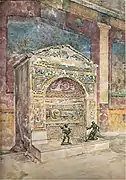 Watercolor of fountain before 1927 by Luigi Bazzani