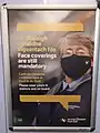 Iarnród Éireann face coverings sign on a train in January 2022.