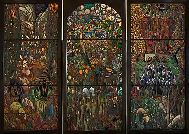 Stained glass triptych: El Gorg Blau (circa 1911).