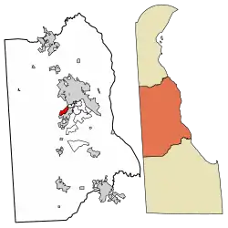 Location of Wyoming in Kent County, Delaware.