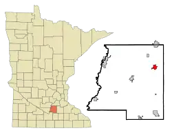 Location of Montgomery, Minnesota