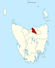 Map showing the electoral division of Rosevears