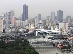 Binondo, with Quiapo, Manila, the Pasig River and the Arroceros Forest Park.