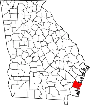 Map of Georgia highlighting Glynn County