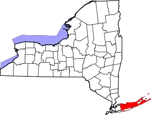 State map highlighting Suffolk County