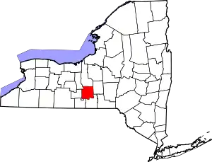 State map highlighting Tompkins County