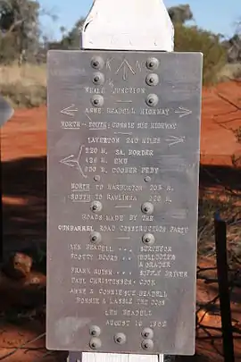 Neale Junction - Len Beadell marker