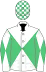 White and emerald green diabolo, check cap