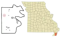 Location of Bragg City, Missouri