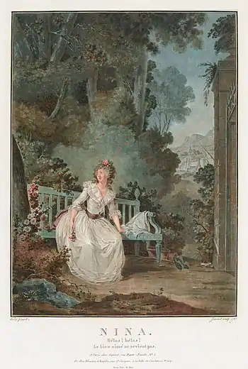 Image 52Scene V of Nina, by Jean-François Janinet (restored by Adam Cuerden) (from Wikipedia:Featured pictures/Culture, entertainment, and lifestyle/Theatre)