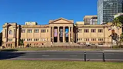 The exterior of an older building