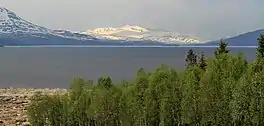 Røssvatnet, Norway's second largest lake, located inland nearly 400 m above sea level