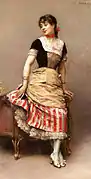 Portrait of Aline Masson Leaning on a Sofa