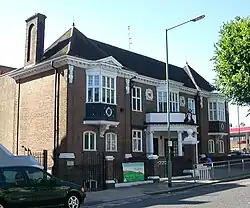 The entrance wing of Ralli Hall, Hove, England