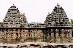 Vesara style of Chennakesava Temple, Somanathapura. Towers are in 16 pointed star plan.