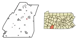 Location of Shanksville in Somerset County, Pennsylvania.