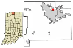 Location of Notre Dame in St. Joseph County, Indiana