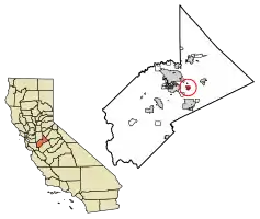 Location of Hughson in Stanislaus County, California