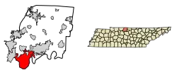 Location of Hendersonville in Sumner County, Tennessee (left) and of Sumner County in Tennessee (right)