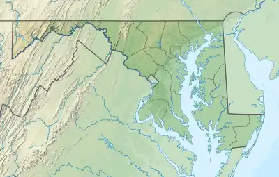 Map showing the location of Wye Oak State Park
