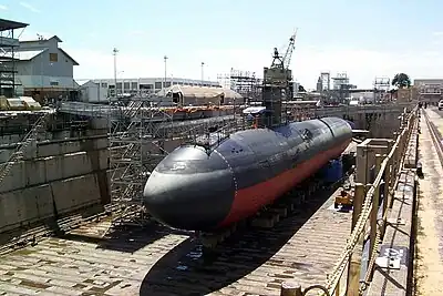 USS Greeneville (SSN 772) in dry dock Pearl Harbor