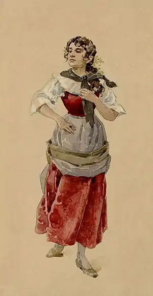 Image 41Costume design for La Wally, by Adolfo Hohenstein (restored by Adam Cuerden) (from Wikipedia:Featured pictures/Culture, entertainment, and lifestyle/Theatre)