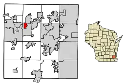 Location of Nashotah in Waukesha County, Wisconsin.